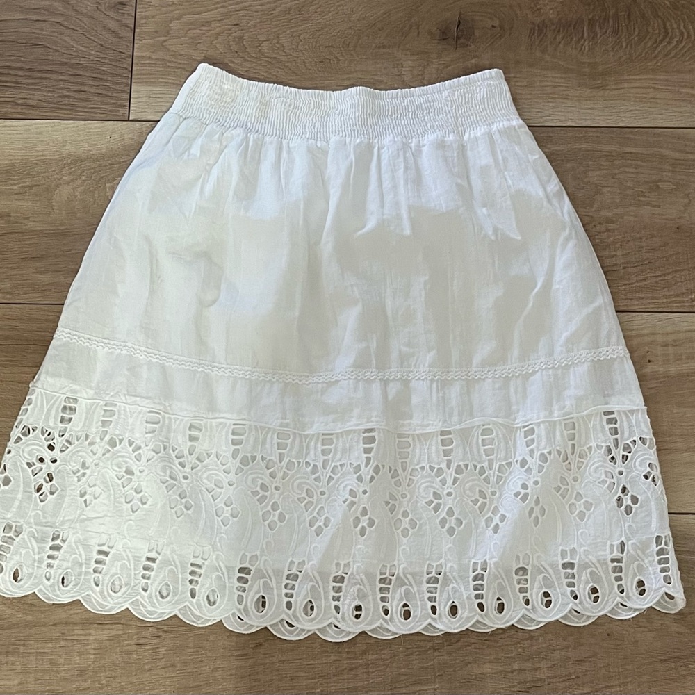SM New York White A-Line Skirt with Lace Detail